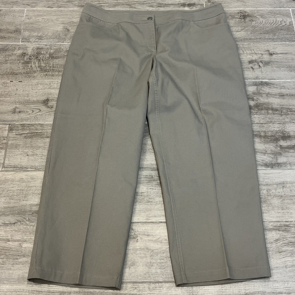 Eileen Fisher Cropped Pants Women's Size Large Zip Career Trousers Taupe Gray